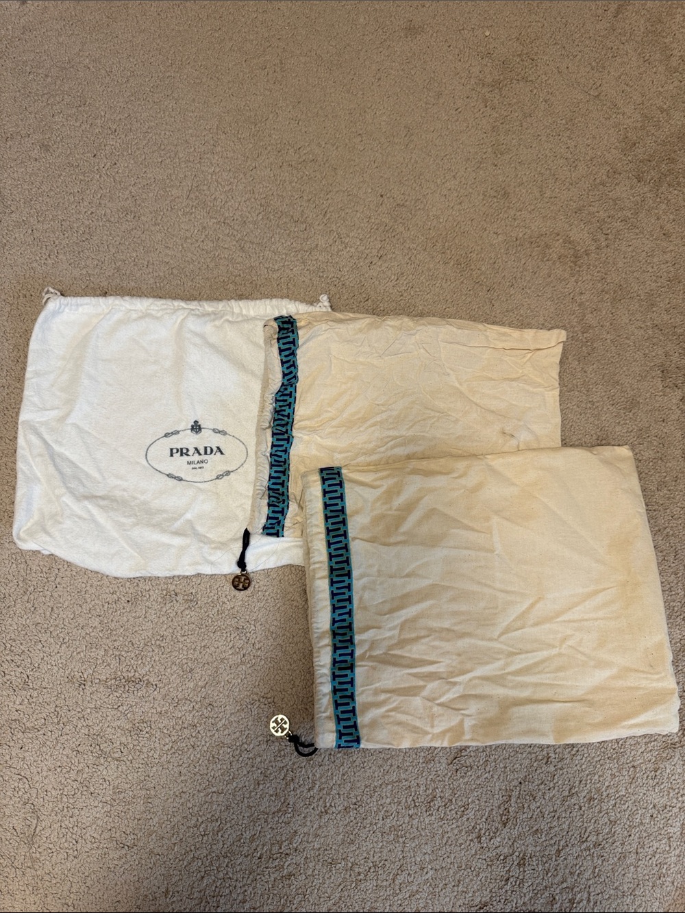 Prada, Tory Burch, kate spade, Neiman Marcus dust bags (set of five)